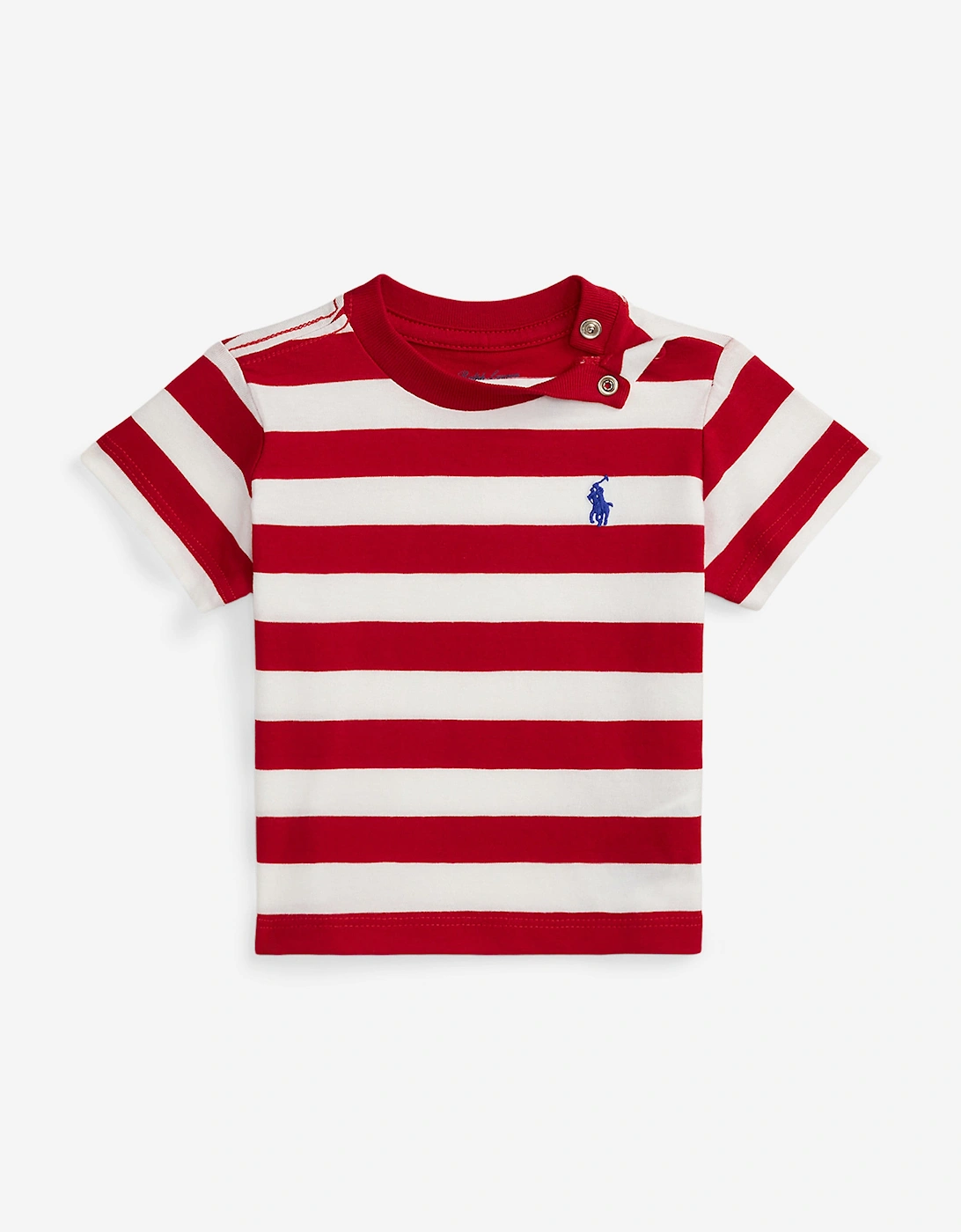 Baby Boys Striped Jersey T-Shirt in Red, 5 of 4