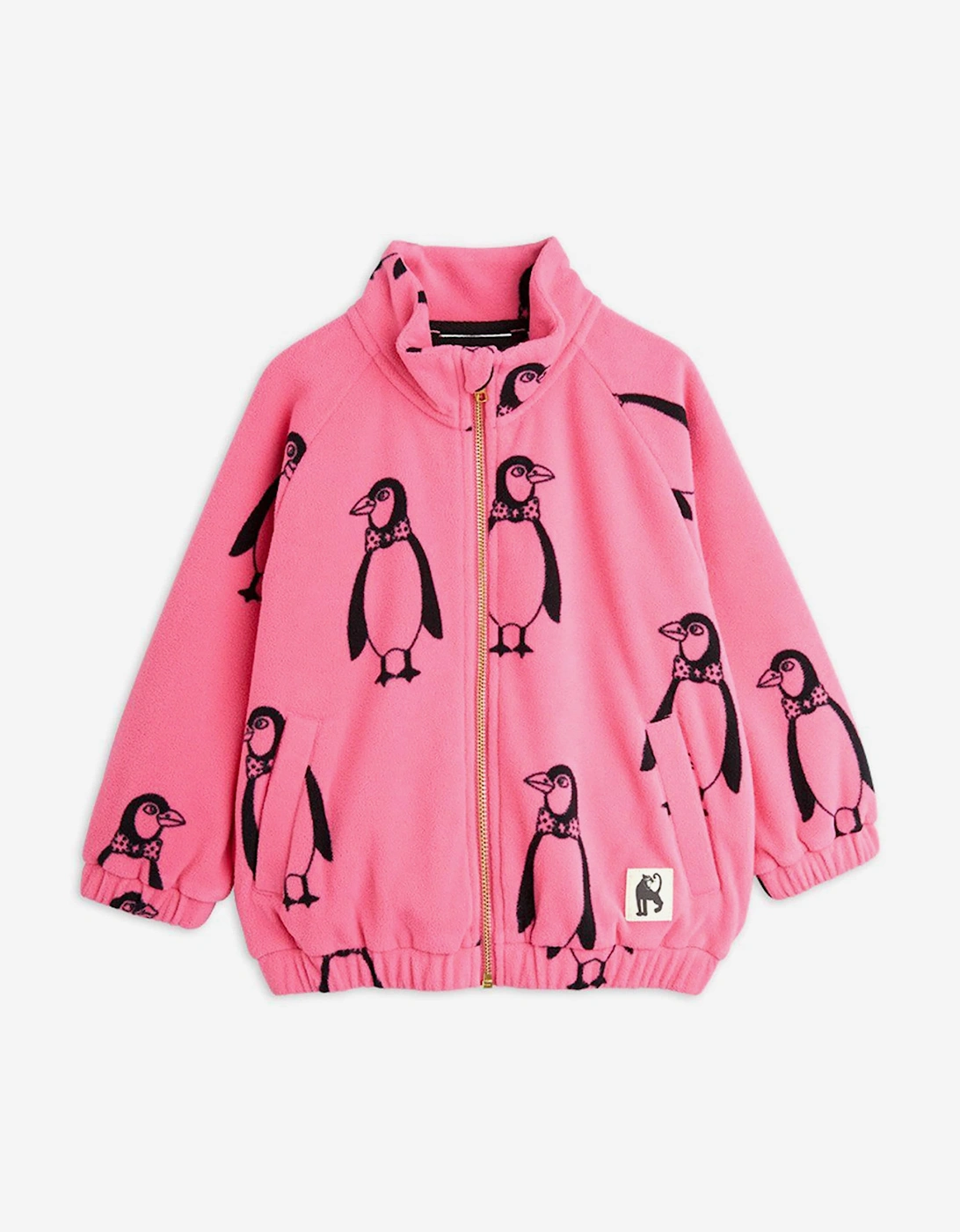 Girls Penguin AOP Fleece Jacket in Pink, 5 of 4