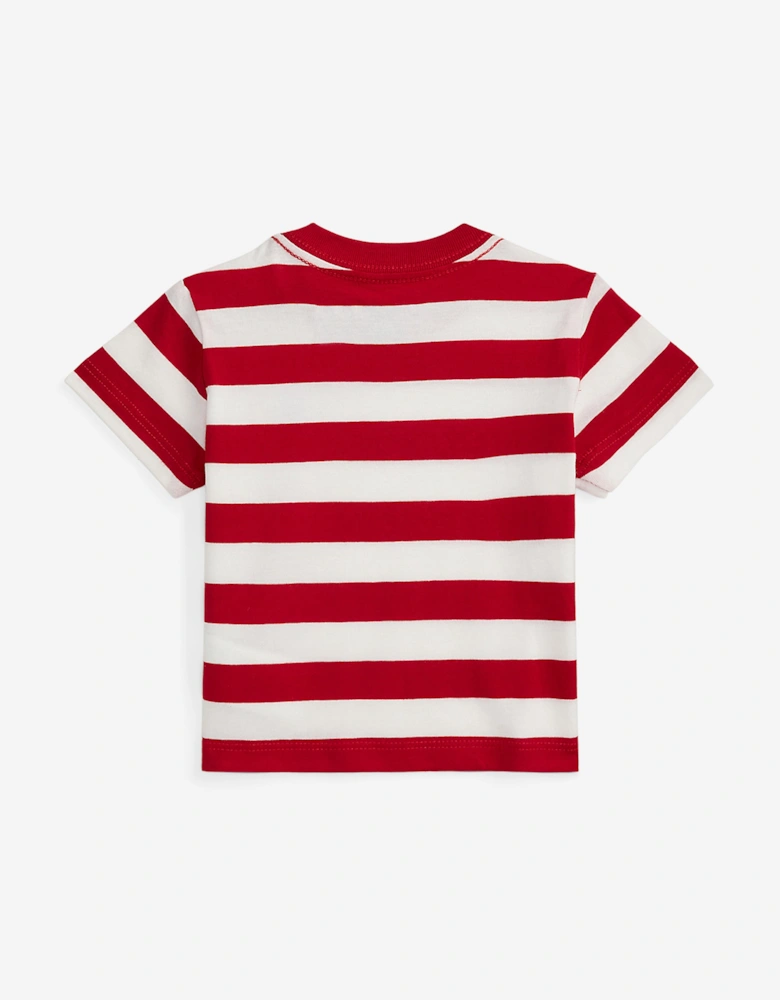Baby Boys Striped Jersey T-Shirt in Red