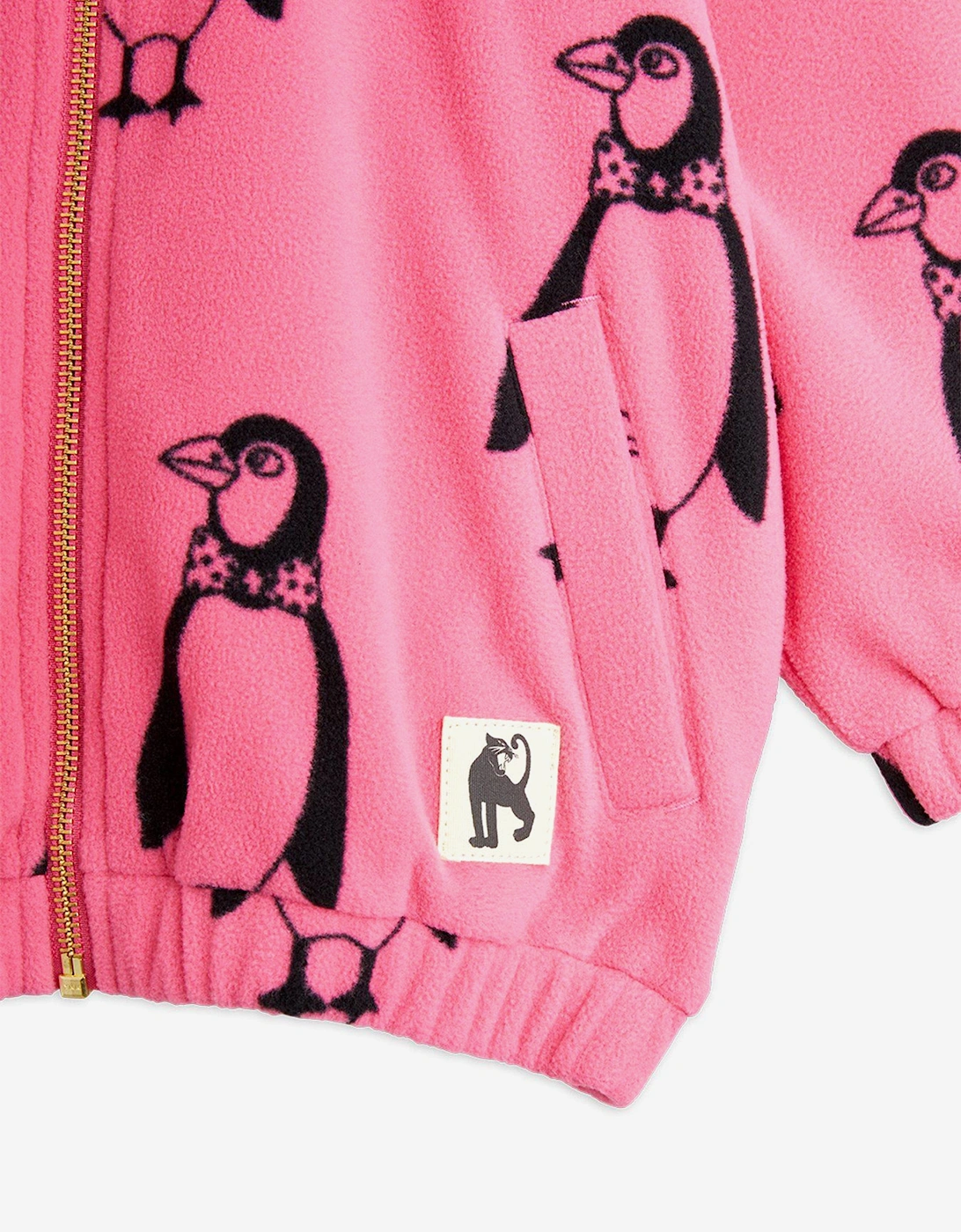 Girls Penguin AOP Fleece Jacket in Pink