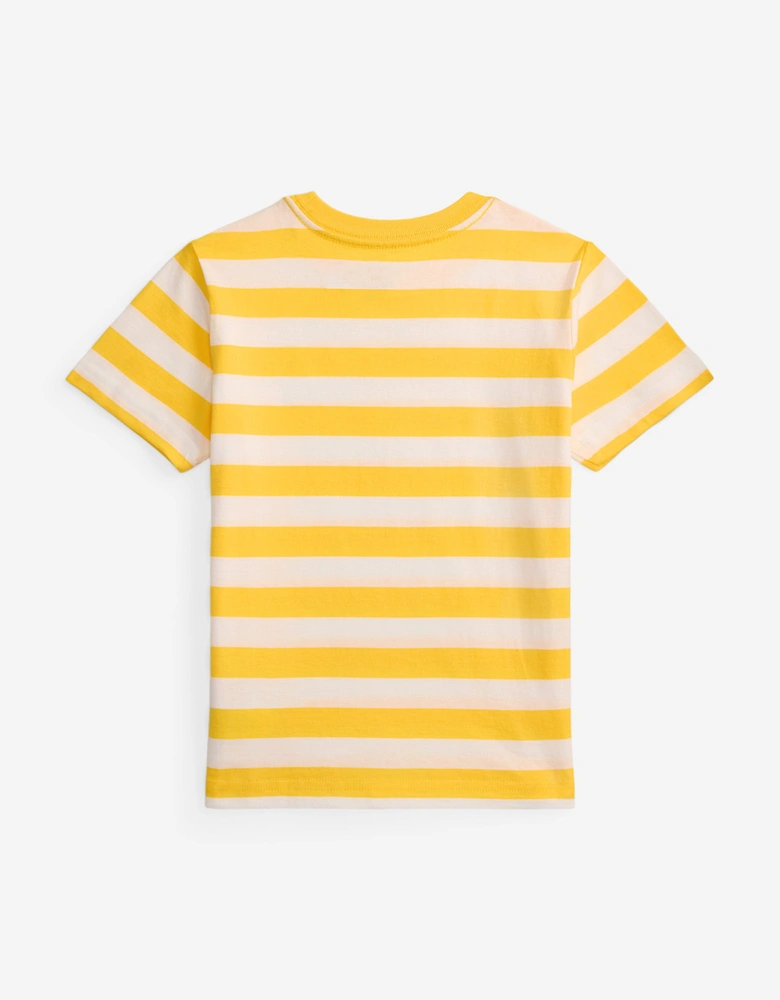 Boys Striped Logo T-Shirt in Yellow