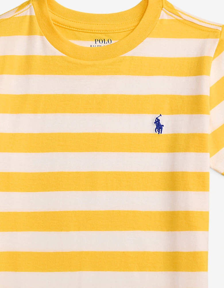 Boys Striped Logo T-Shirt in Yellow