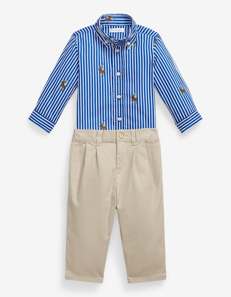 Baby Boys Shirt and Trousers Set in Blue