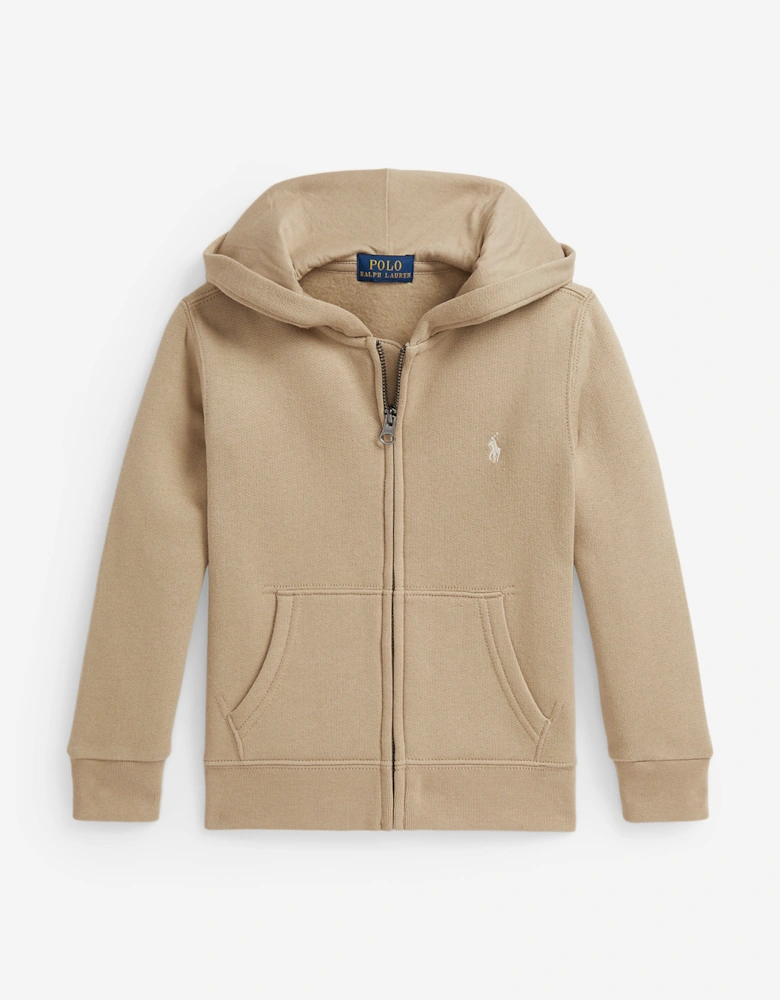 Boys Logo Zip Up Top in Beige