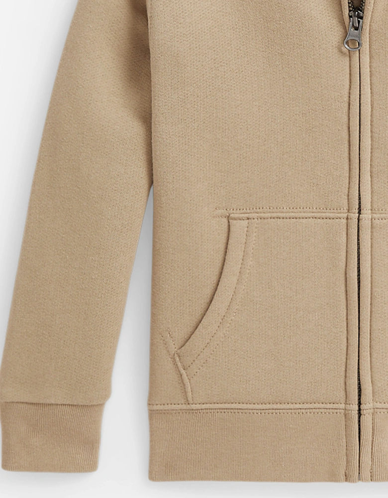 Boys Logo Zip Up Top in Beige