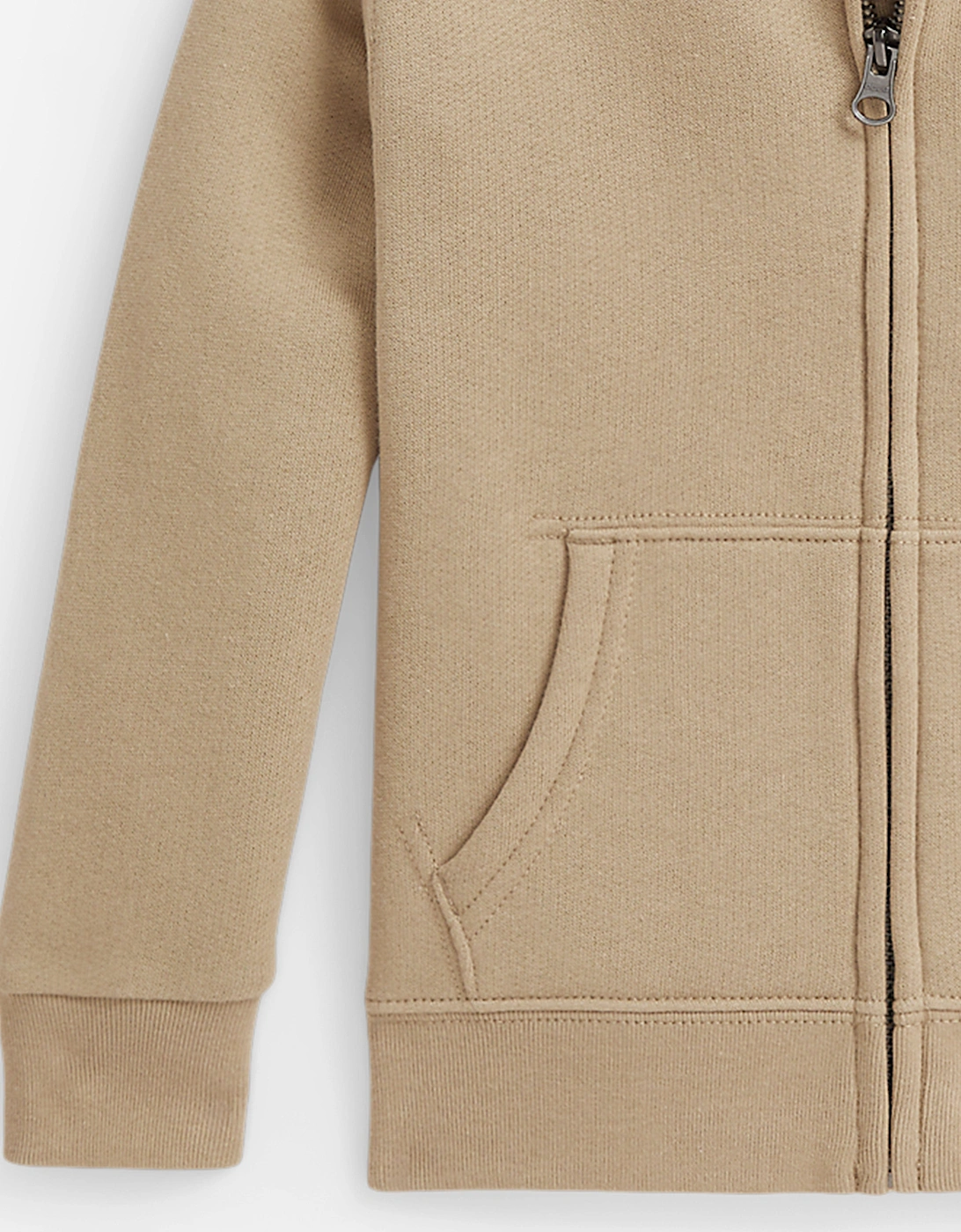 Boys Logo Zip Up Top in Beige