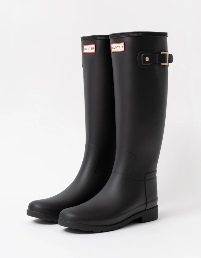 Womens Refined Gold Trim Tall Boot - Black