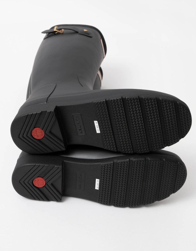 Womens Refined Gold Trim Tall Boot - Black