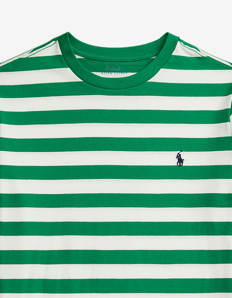 Boys Striped Jersey T-Shirt in Green