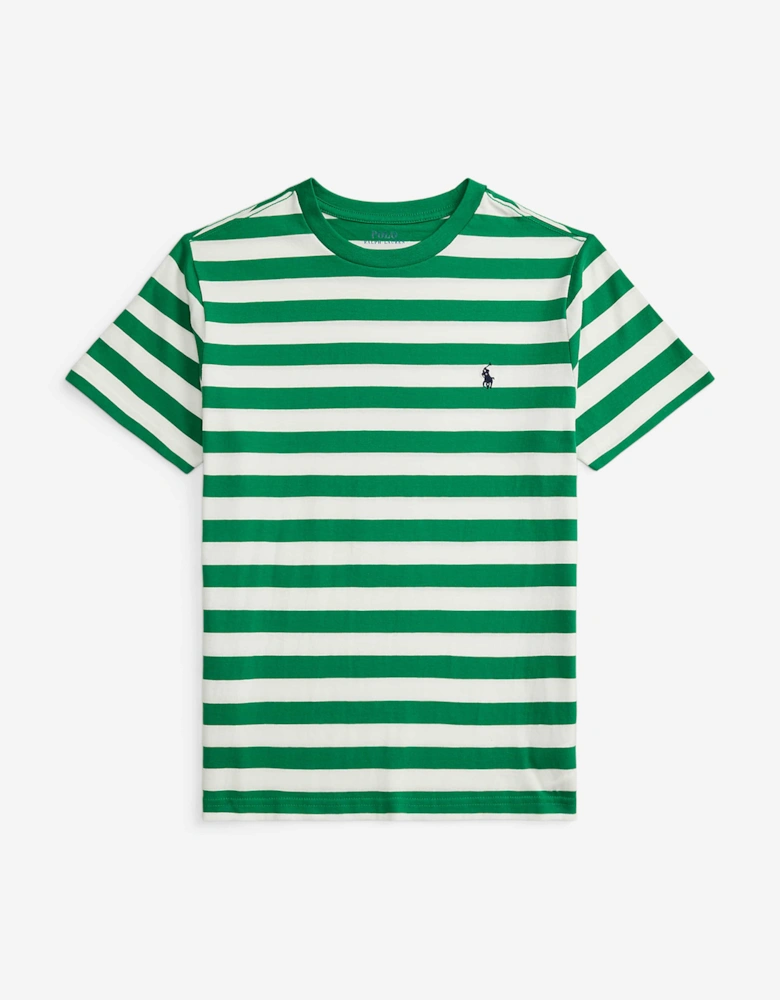 Boys Striped Jersey T-Shirt in Green