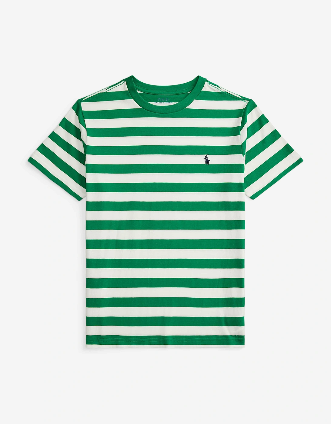 Boys Striped Jersey T-Shirt in Green, 5 of 4