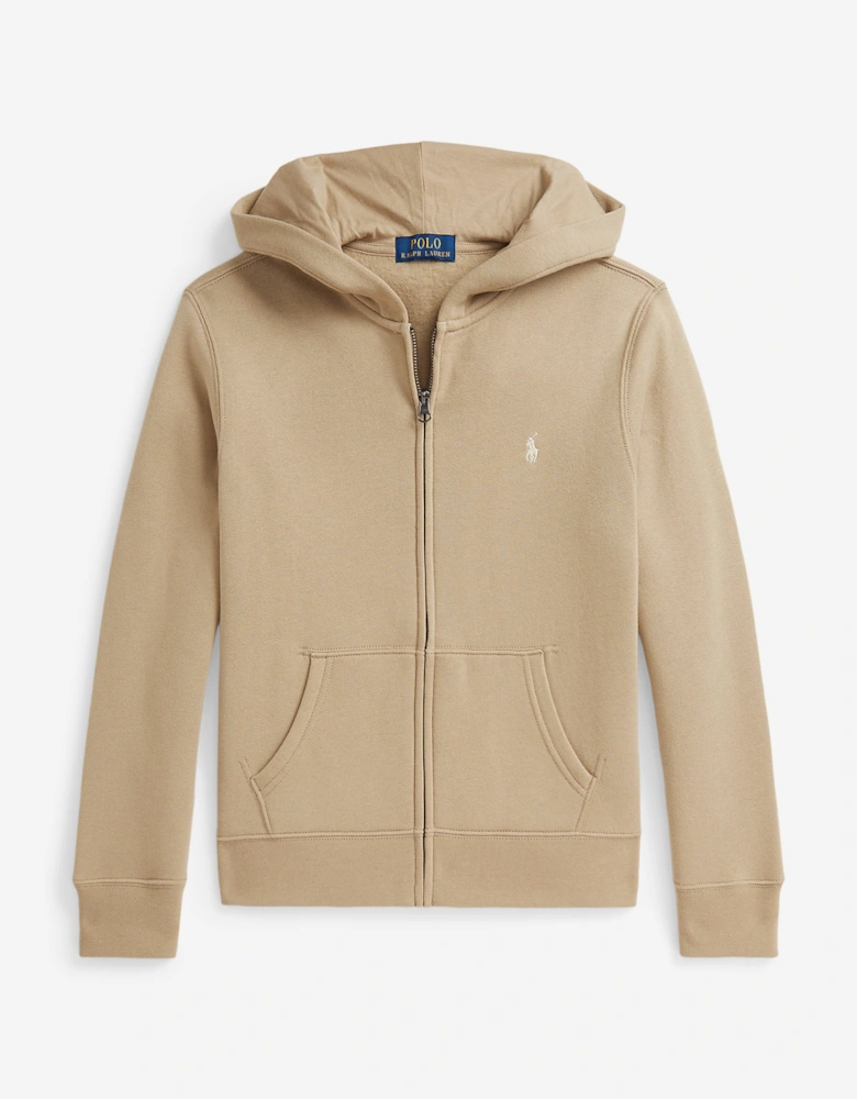 Boys Logo Zip Up Top in Beige