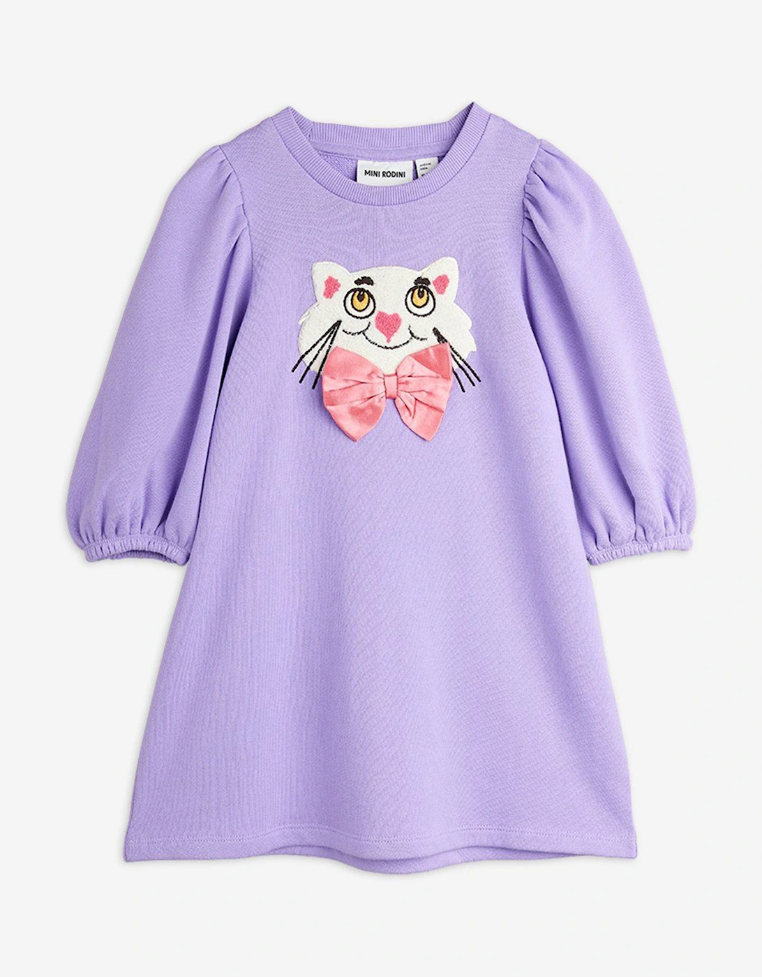 Girls Cat with Bow Tie Sweater Dress in Purple, 5 of 4