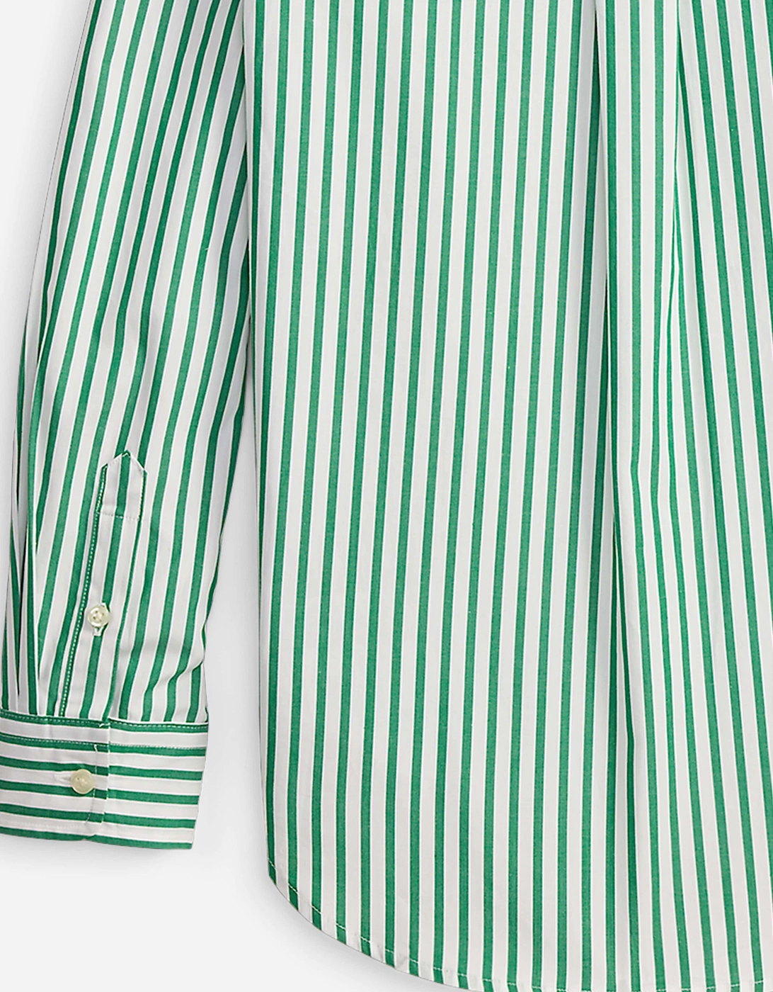 Boys Striped Poplin Shirt in Green