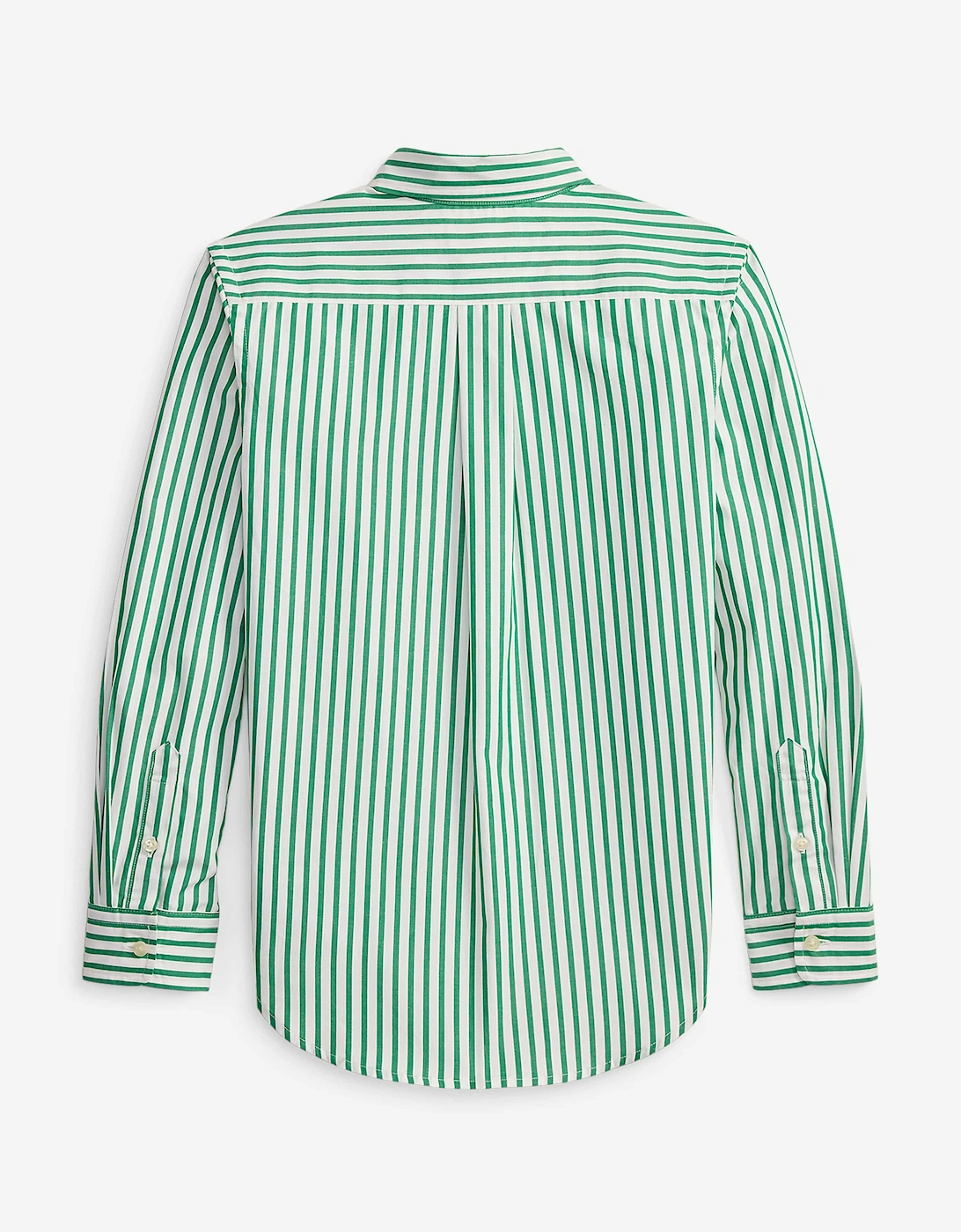 Boys Striped Poplin Shirt in Green