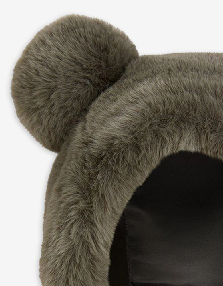 Kids Faux Fur Ear Hat in Grey