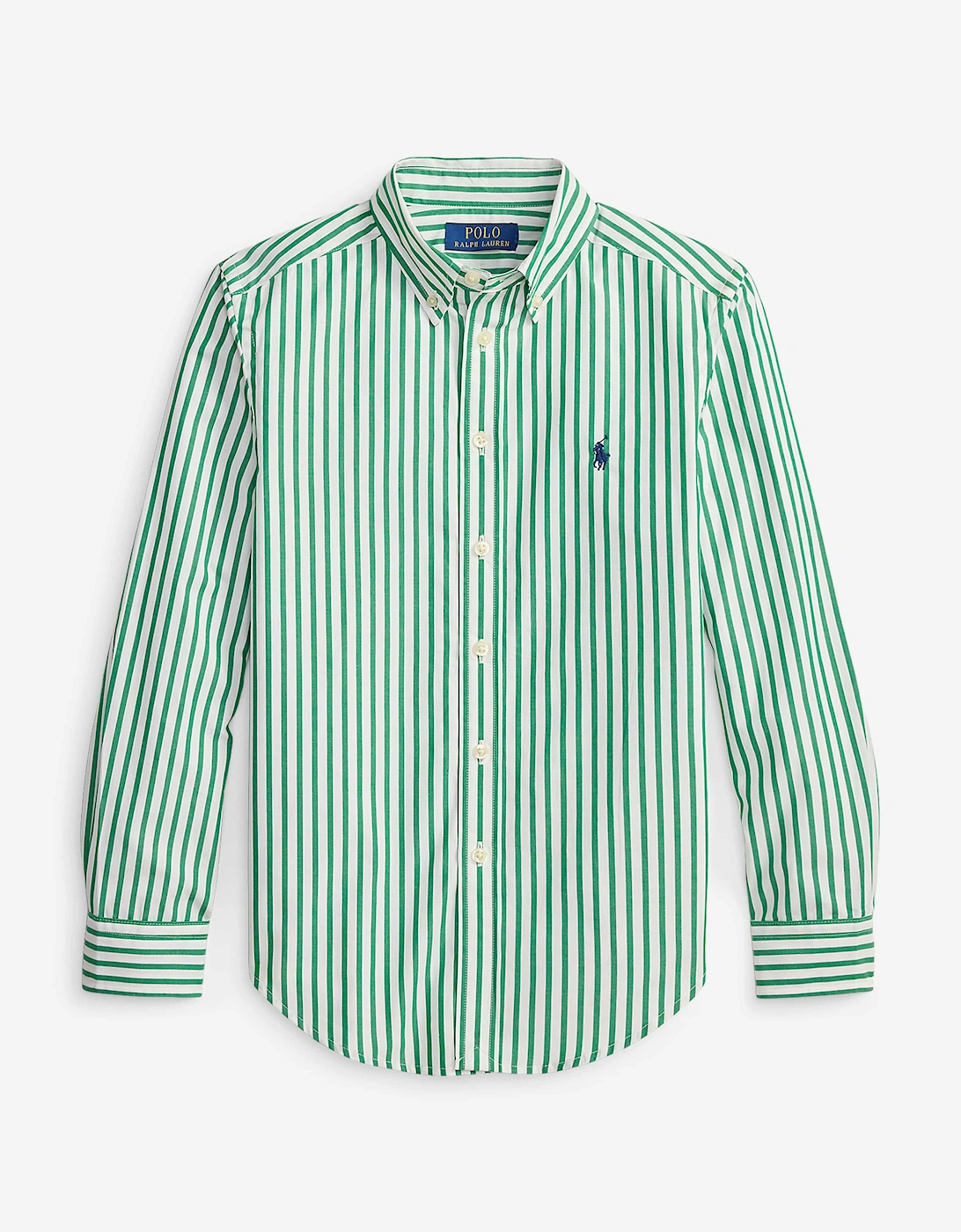 Boys Striped Poplin Shirt in Green, 5 of 4