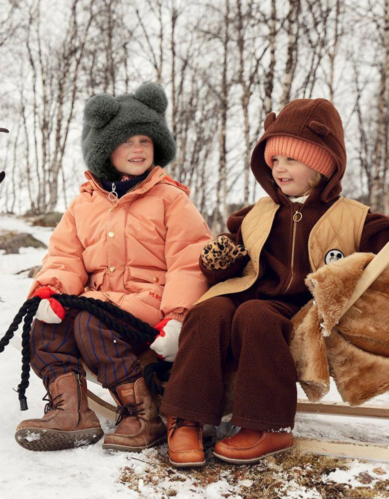 Kids Faux Fur Ear Hat in Grey