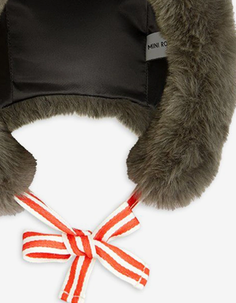 Kids Faux Fur Ear Hat in Grey
