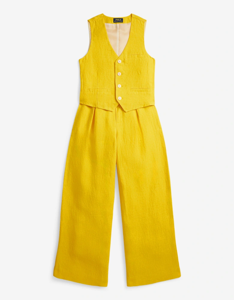 Girls Linen Trouser Set in Yellow