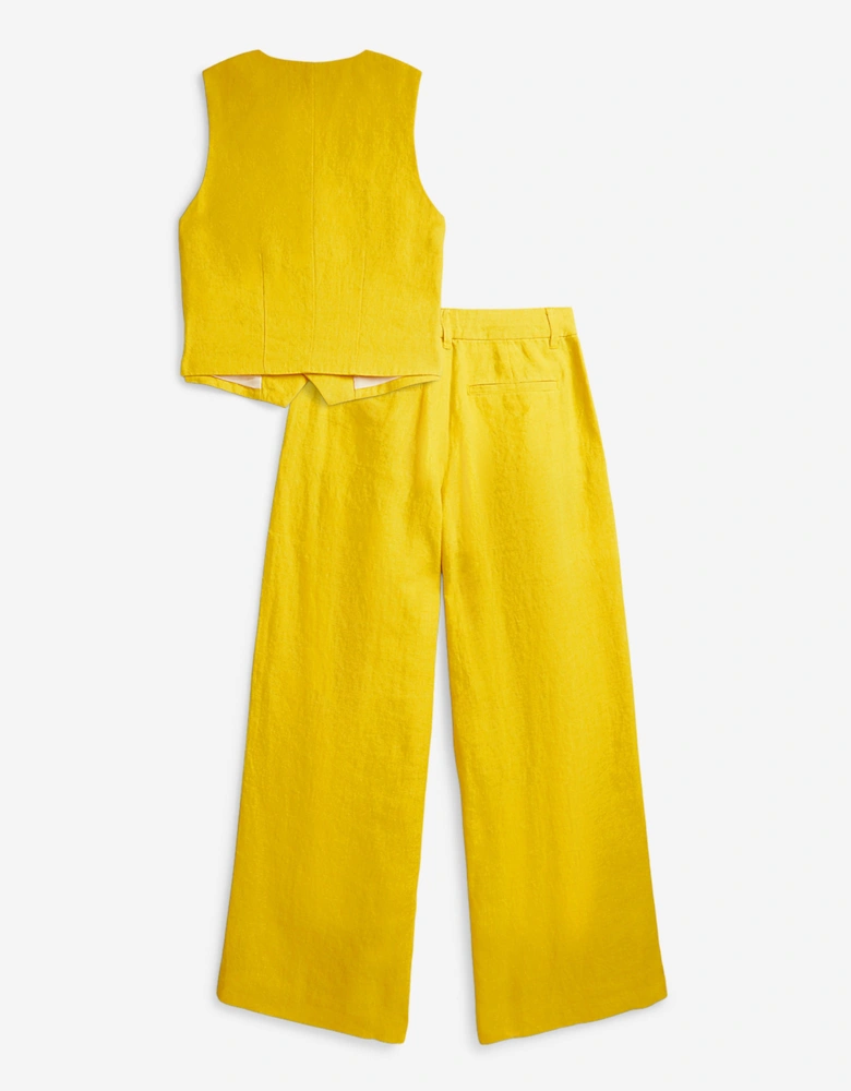 Girls Linen Trouser Set in Yellow