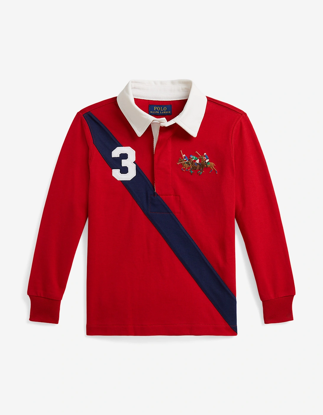 Boys Polo Player Rugby Shirt in Red, 5 of 4