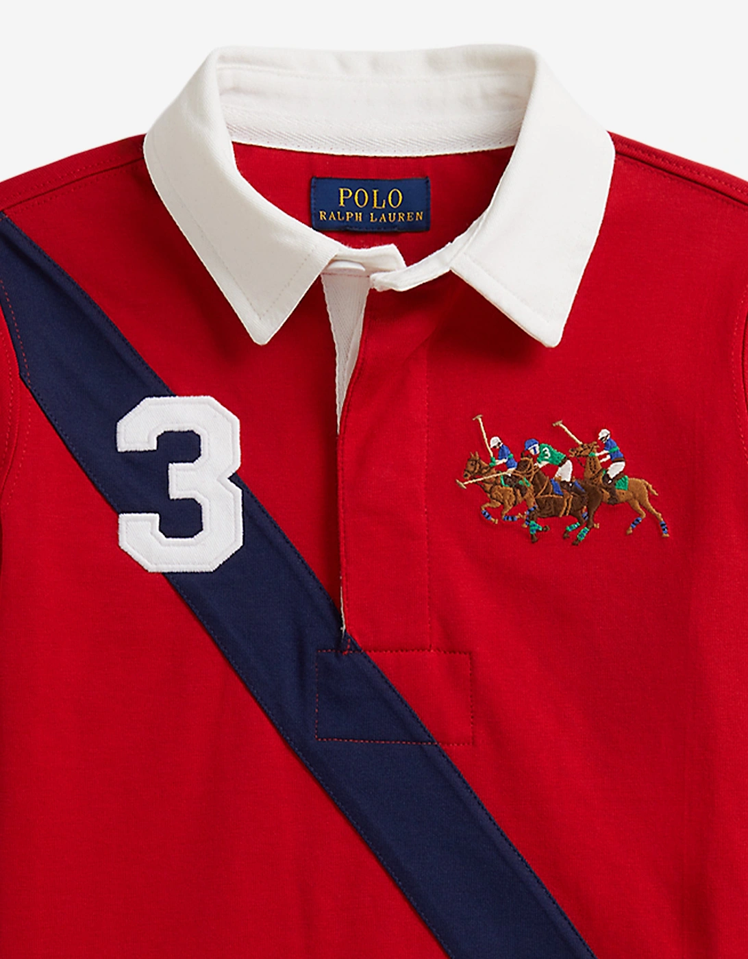 Boys Polo Player Rugby Shirt in Red