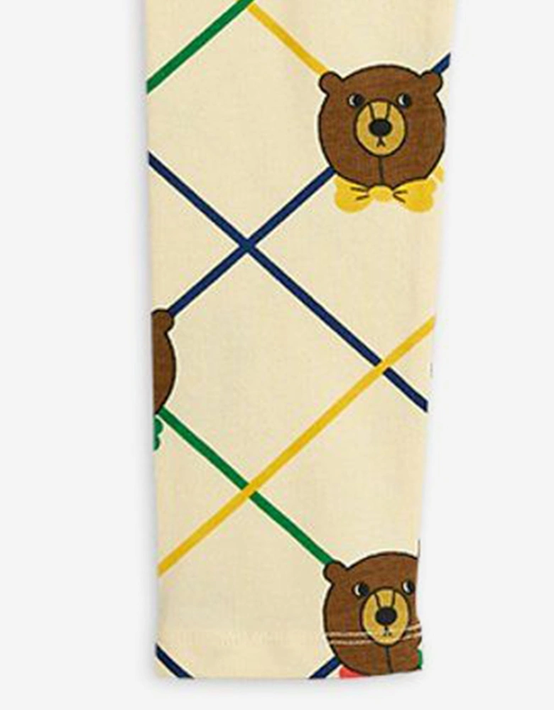 Kids Bear Check Leggings in Ivory