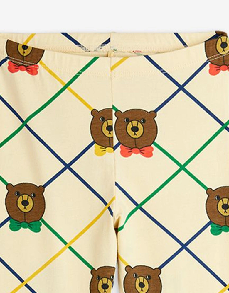 Kids Bear Check Leggings in Ivory