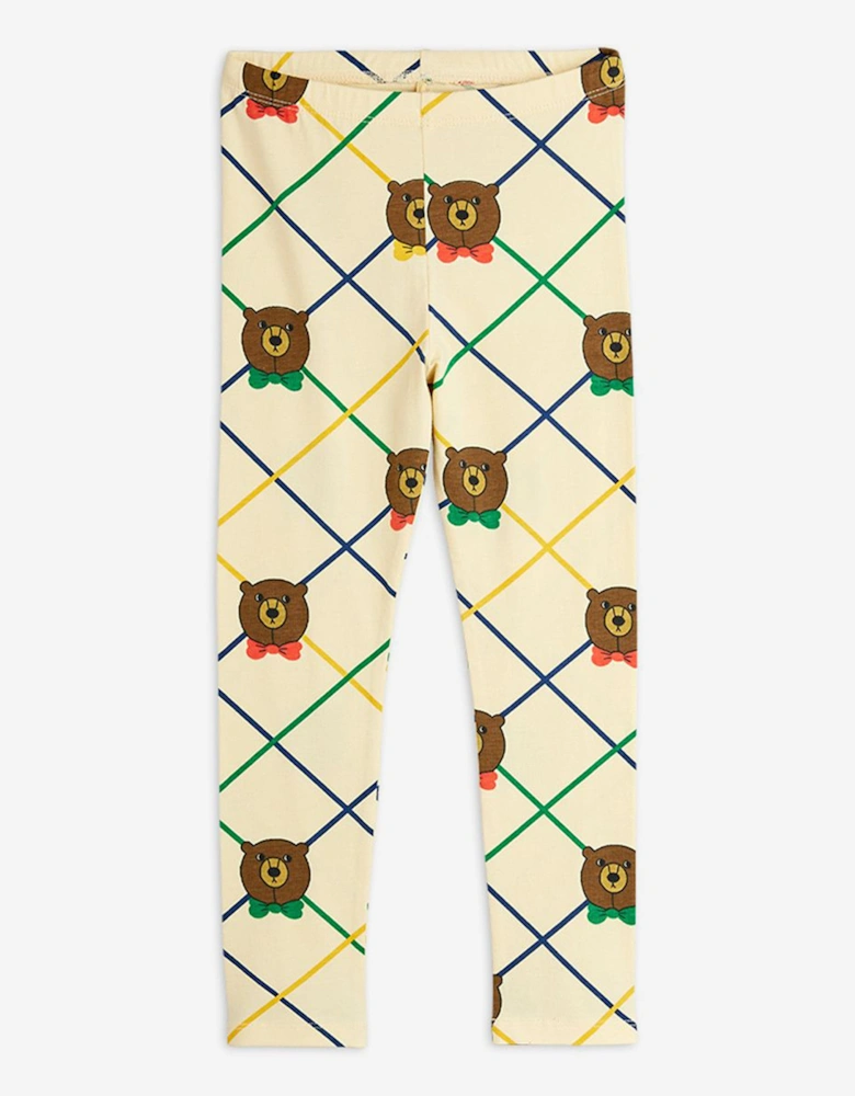 Kids Bear Check Leggings in Ivory