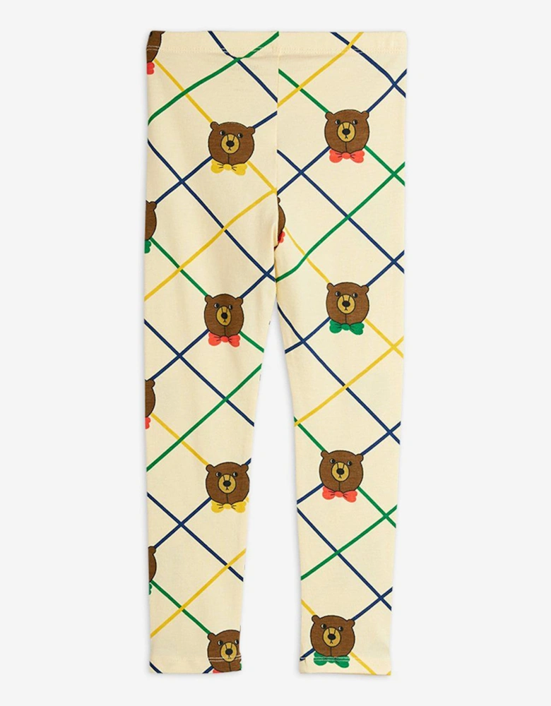 Kids Bear Check Leggings in Ivory