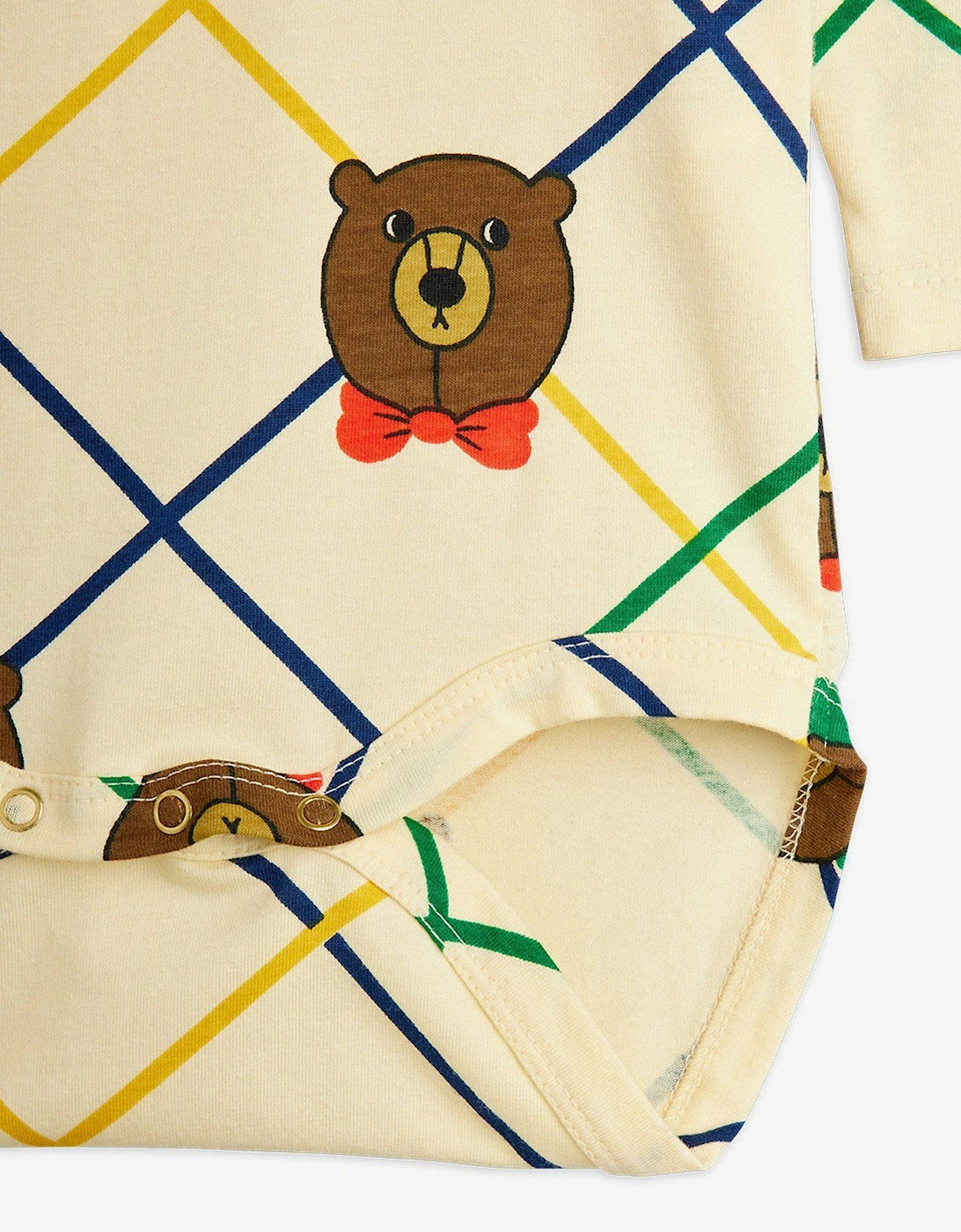 Baby Bear Check Bodysuit in Ivory