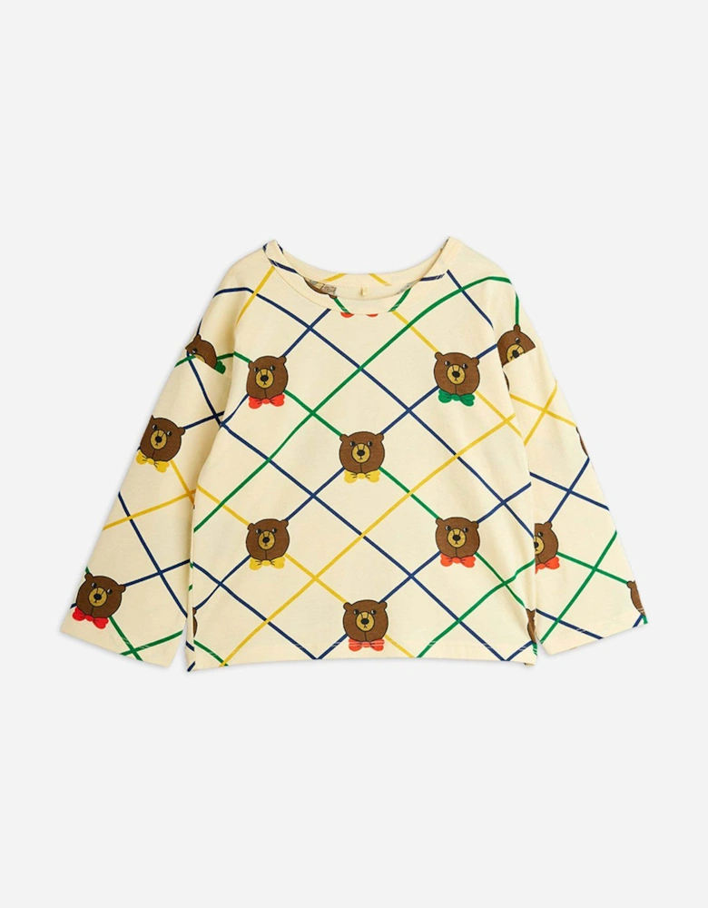 Kids Bear Check Long Sleeve T-Shirt in Ivory