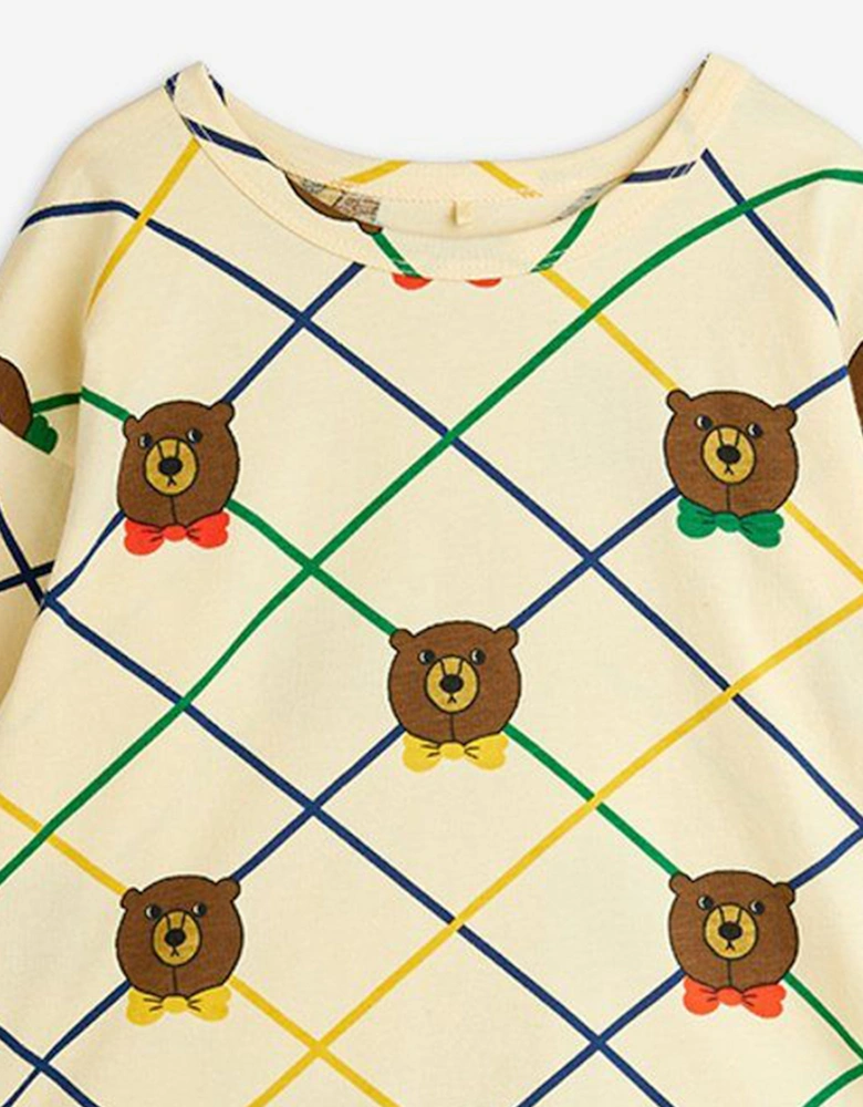 Kids Bear Check Long Sleeve T-Shirt in Ivory