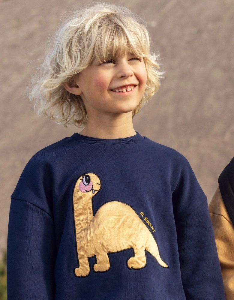 Kids Dino Application Sweatshirt in Navy