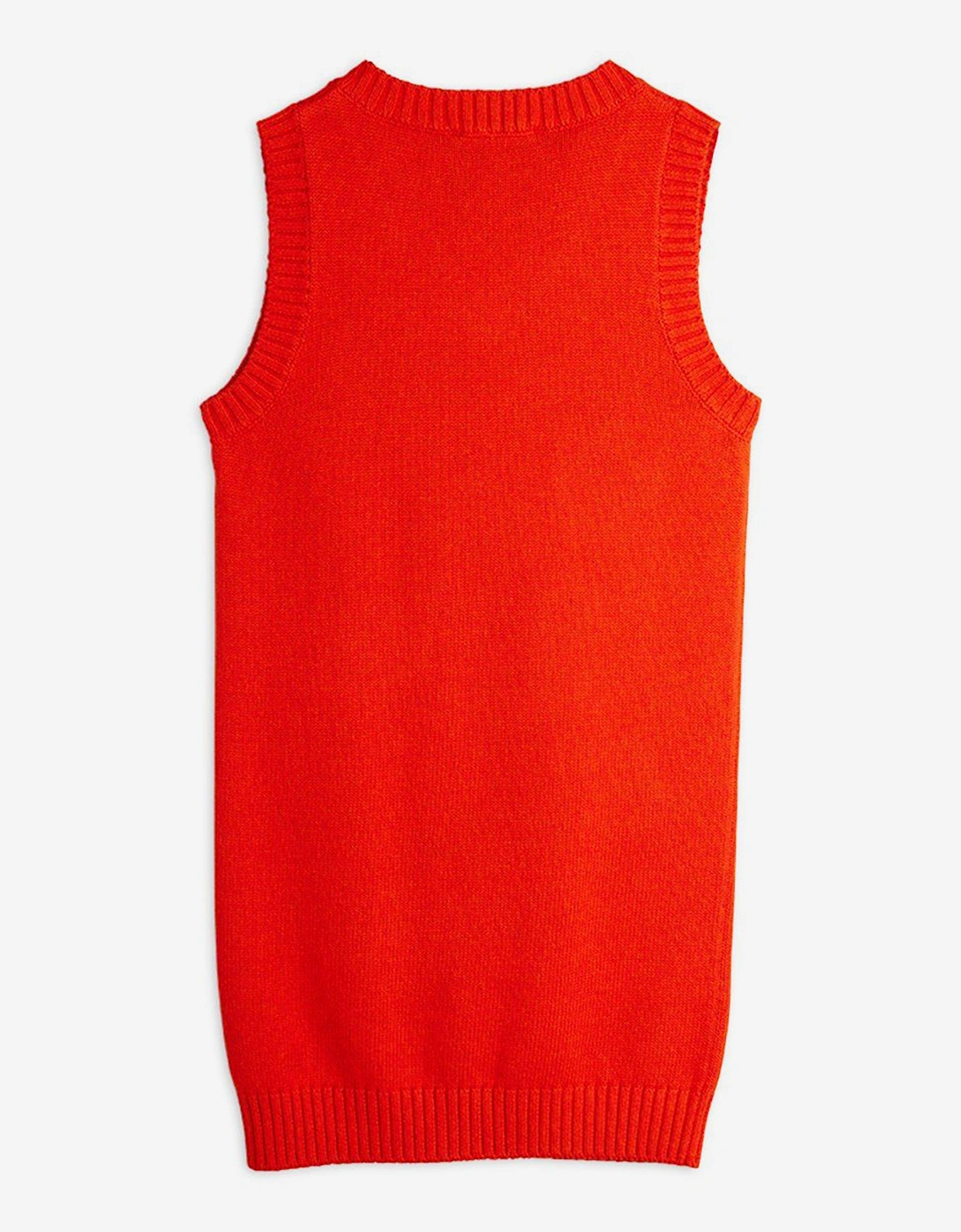 Girls Knitted Flower Vest Dress in Red