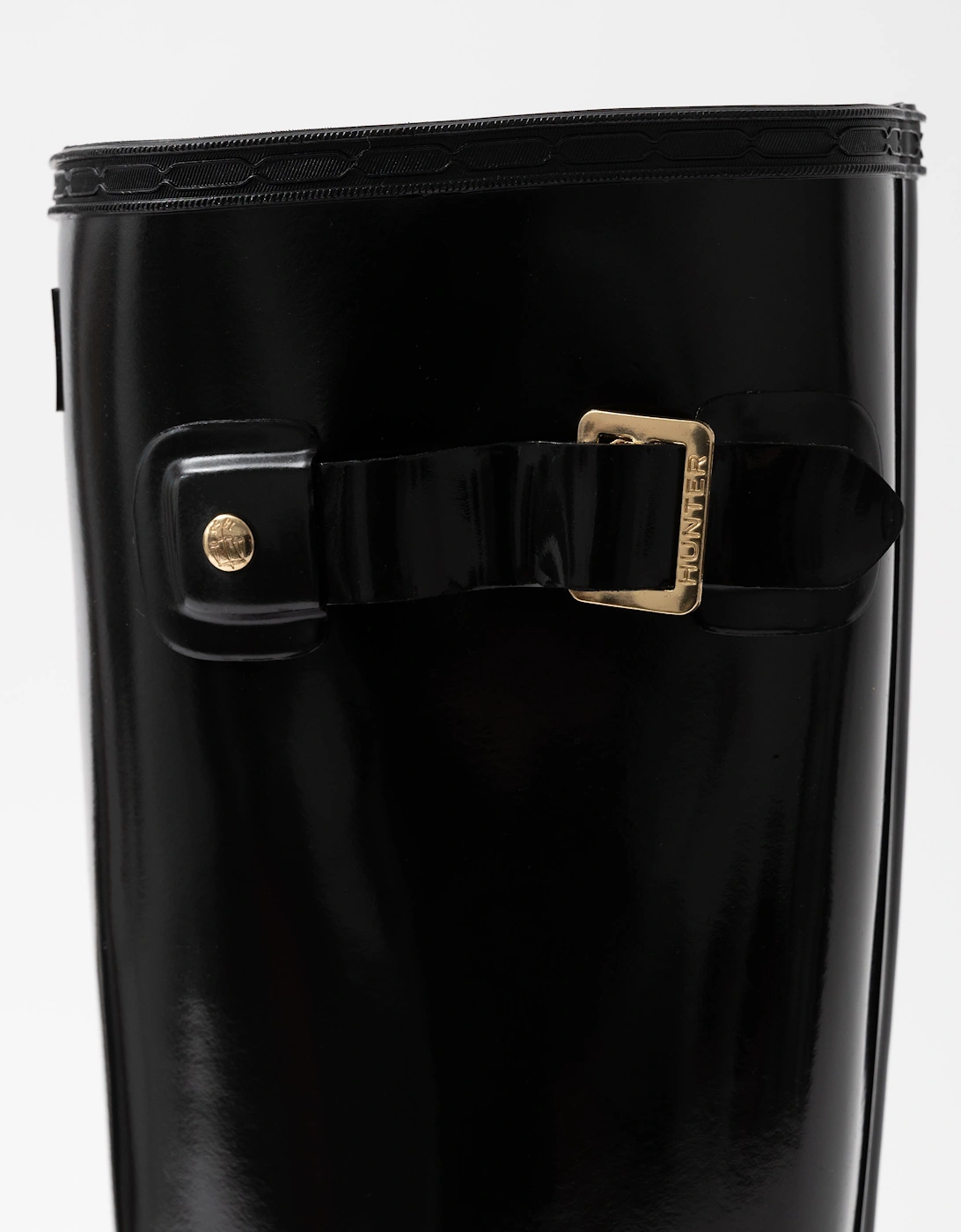 Womens Refined Gold Trim Tall Gloss Boot - Black