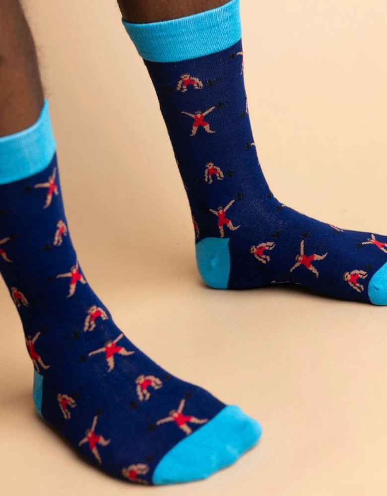 Weight Lifter Bamboo Socks, Blue