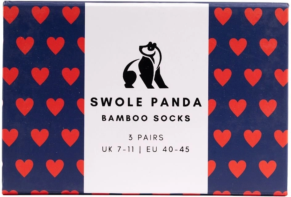 3-Pack Love Hearts Bamboo Socks Gift Box, Blue/red
