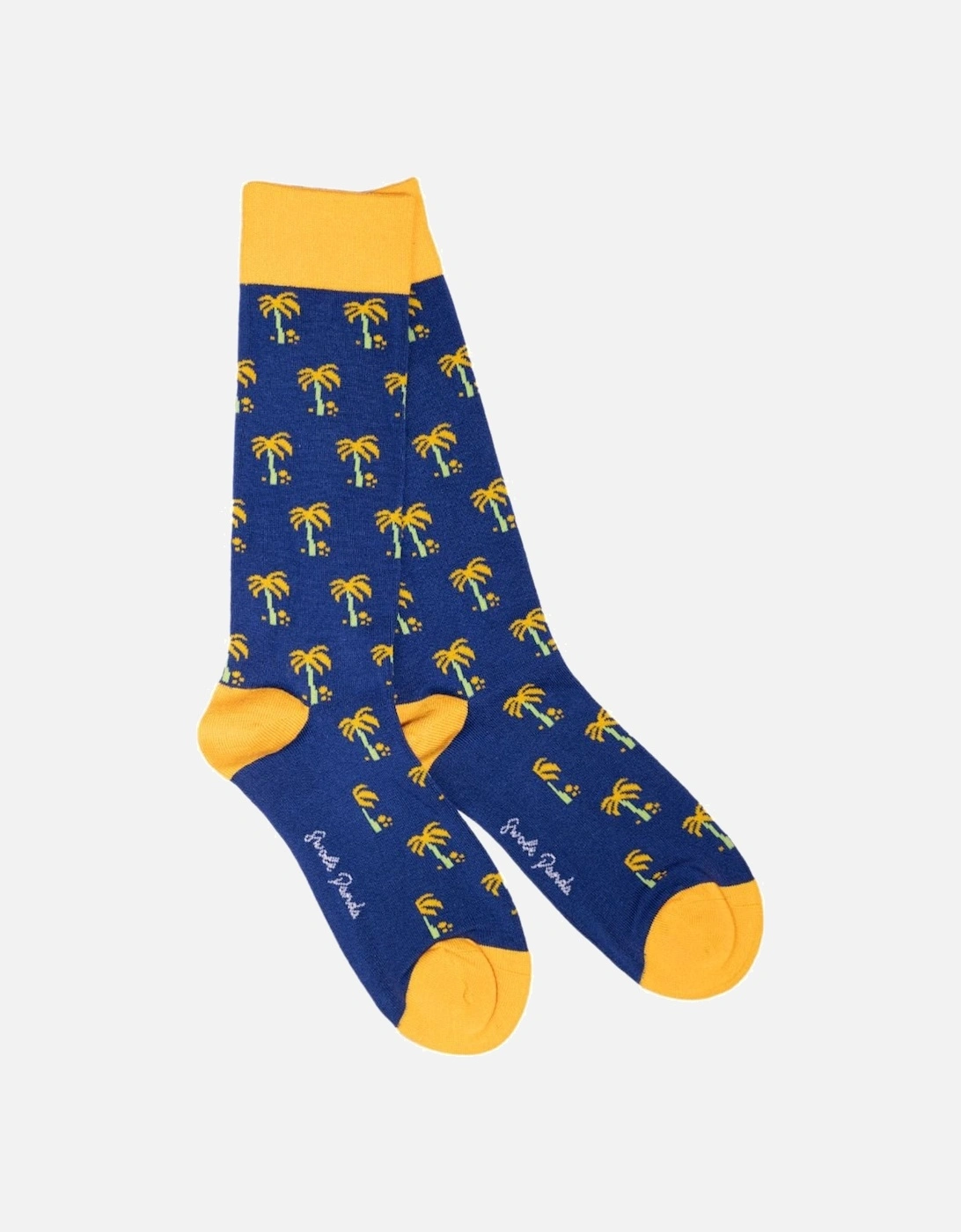 Palm Tree Bamboo Socks, Blue/yellow, 4 of 3