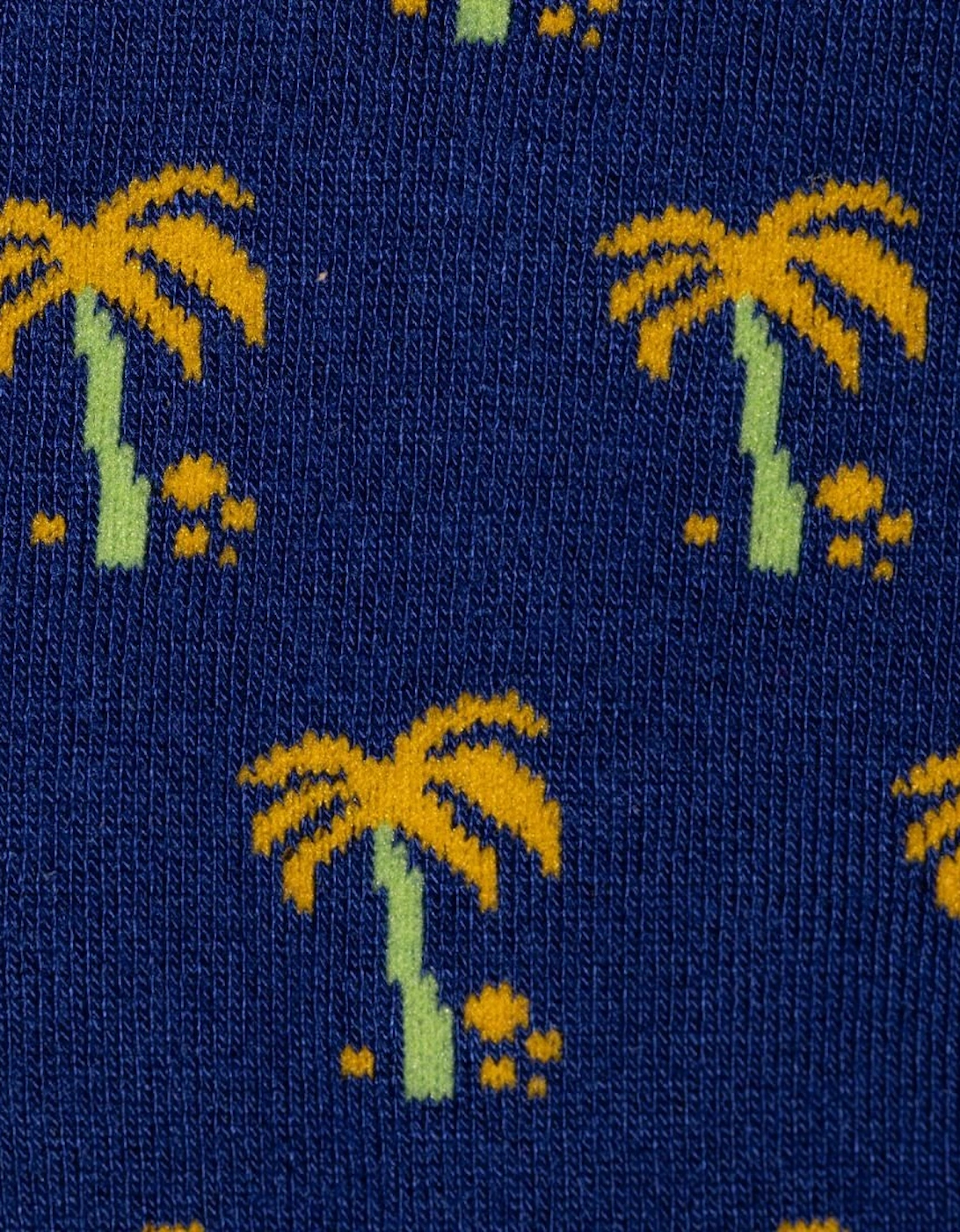 Palm Tree Bamboo Socks, Blue/yellow