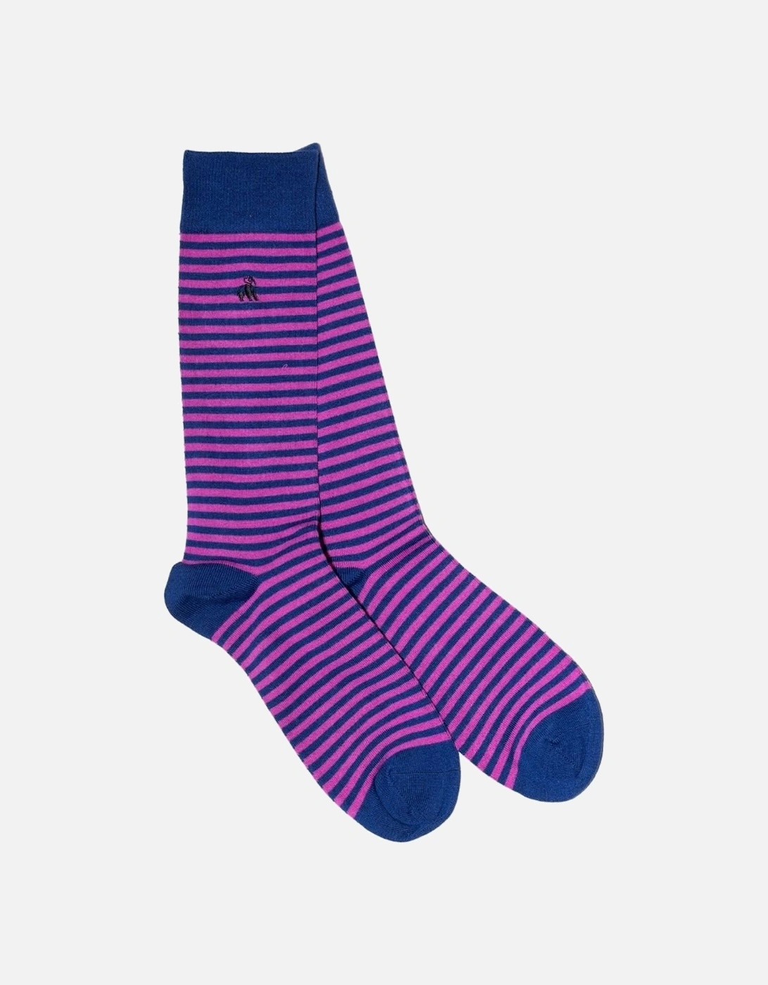 Narrow Stripe Bamboo Socks, Pink/navy, 4 of 3