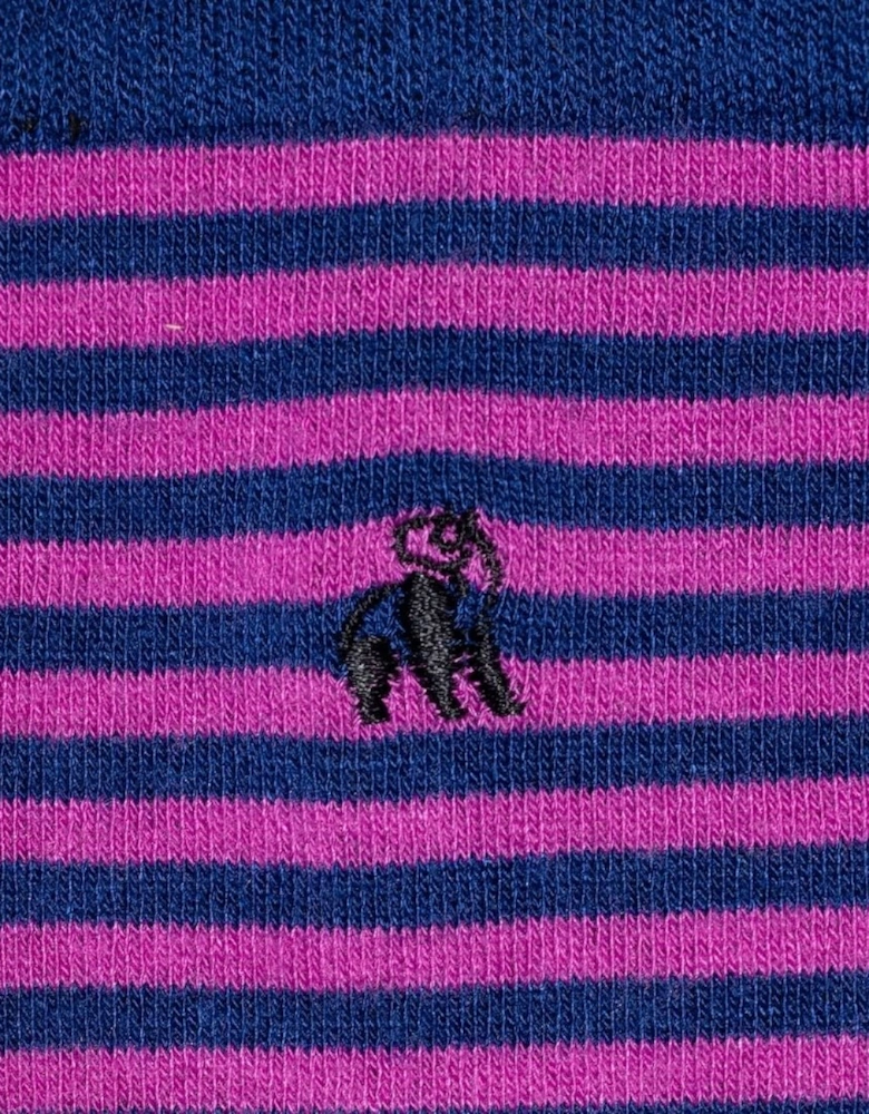 Narrow Stripe Bamboo Socks, Pink/navy