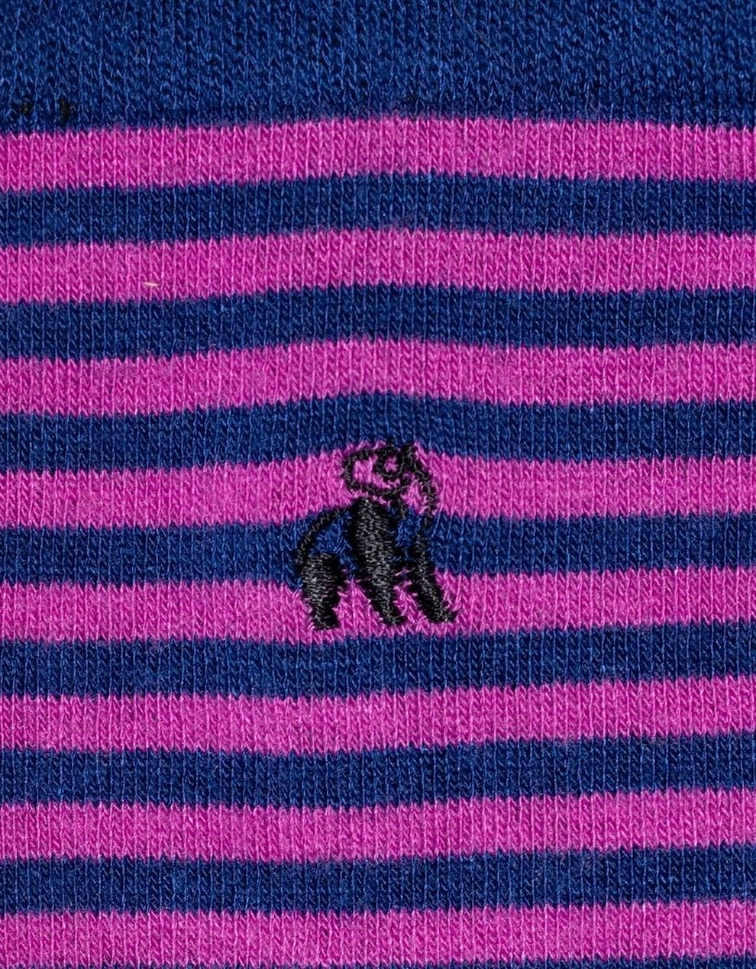 Narrow Stripe Bamboo Socks, Pink/navy