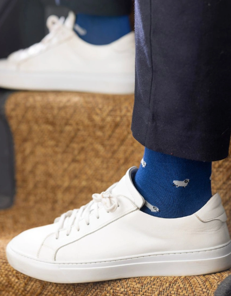 Sheep Bamboo Socks, Navy