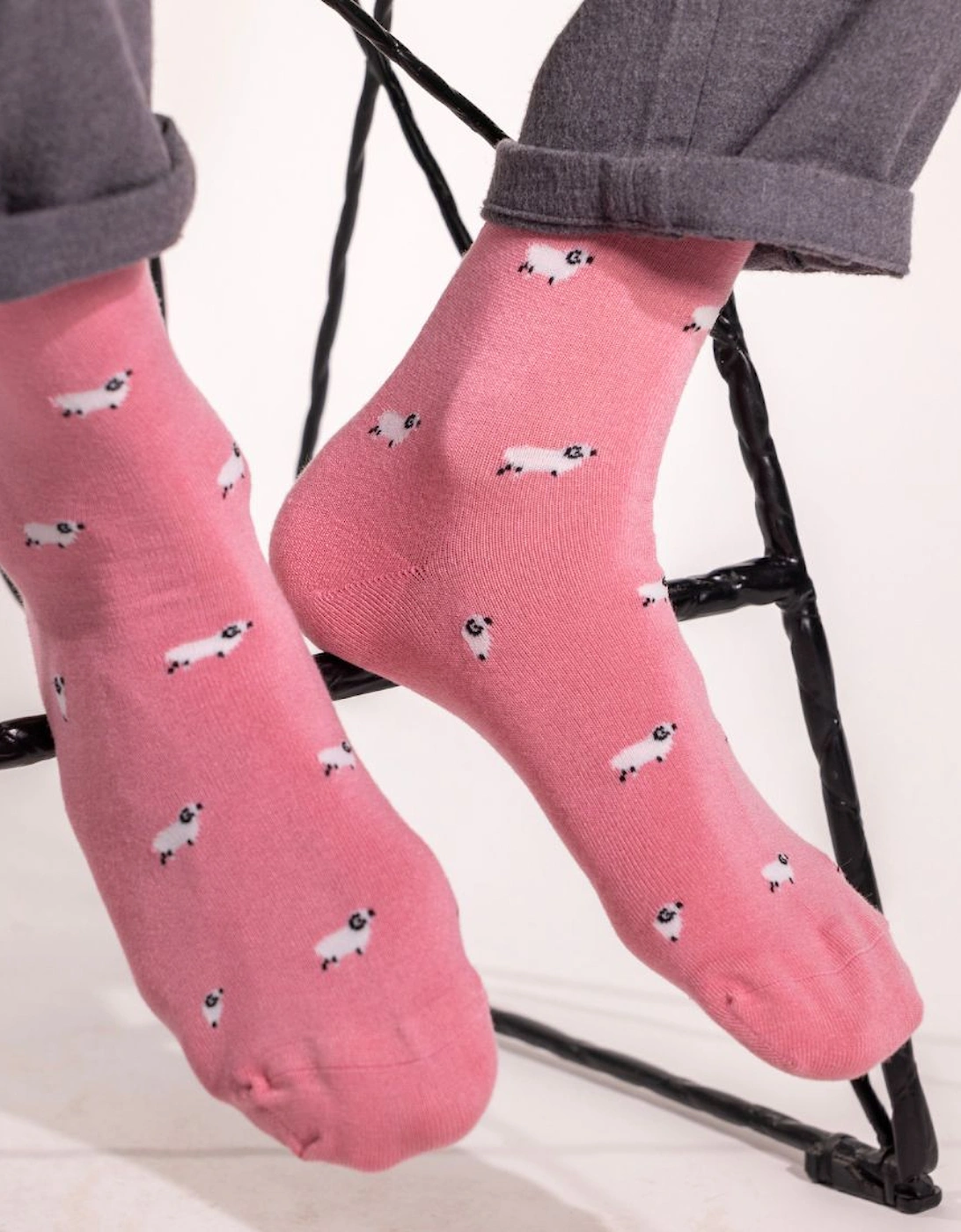 Sheep Bamboo Socks, Pink