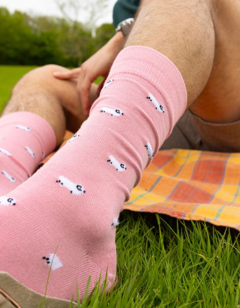 Sheep Bamboo Socks, Pink