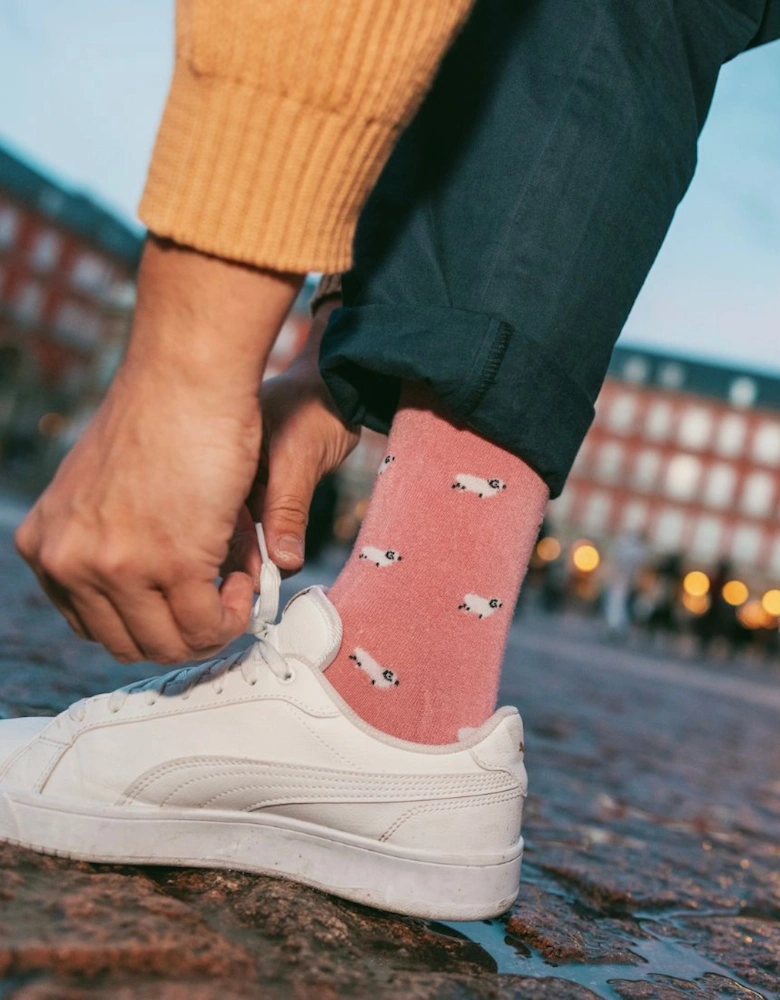 Sheep Bamboo Socks, Pink