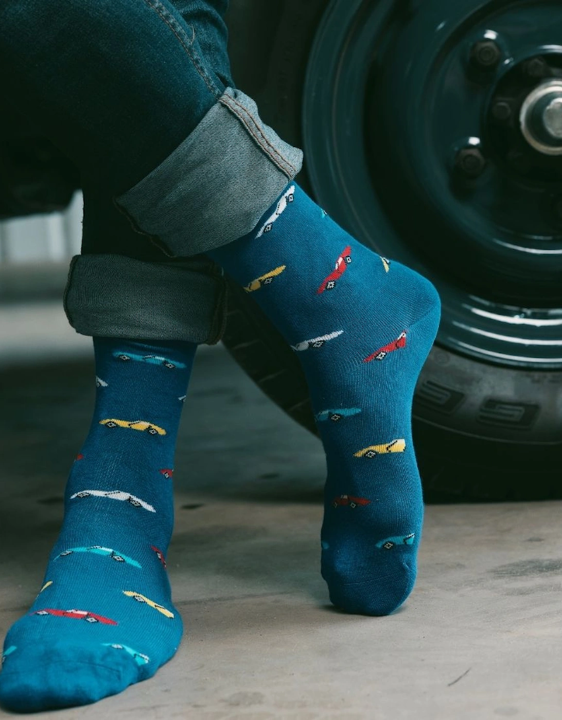 Classic Car Bamboo Socks, Blue
