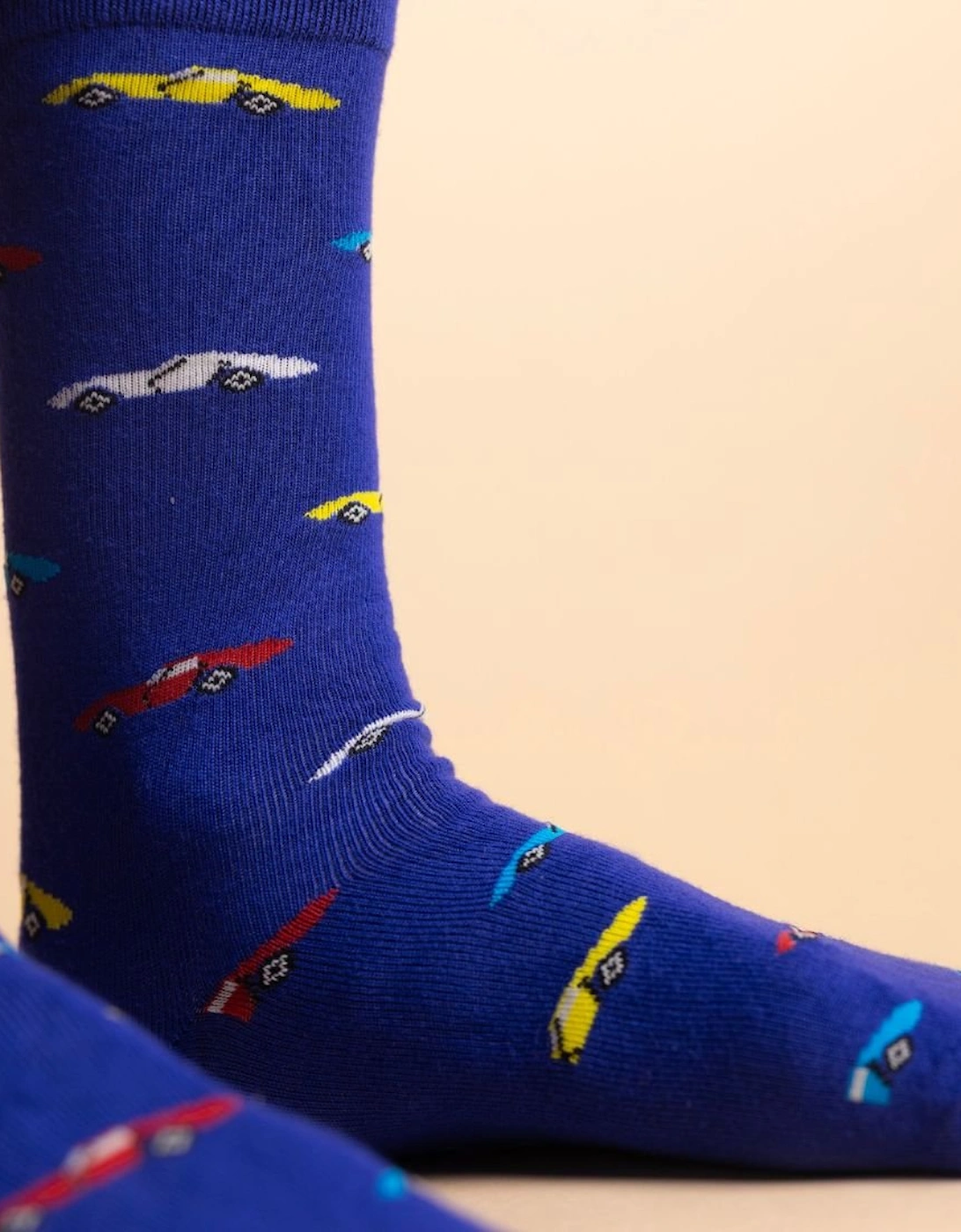 Classic Car Bamboo Socks, Blue